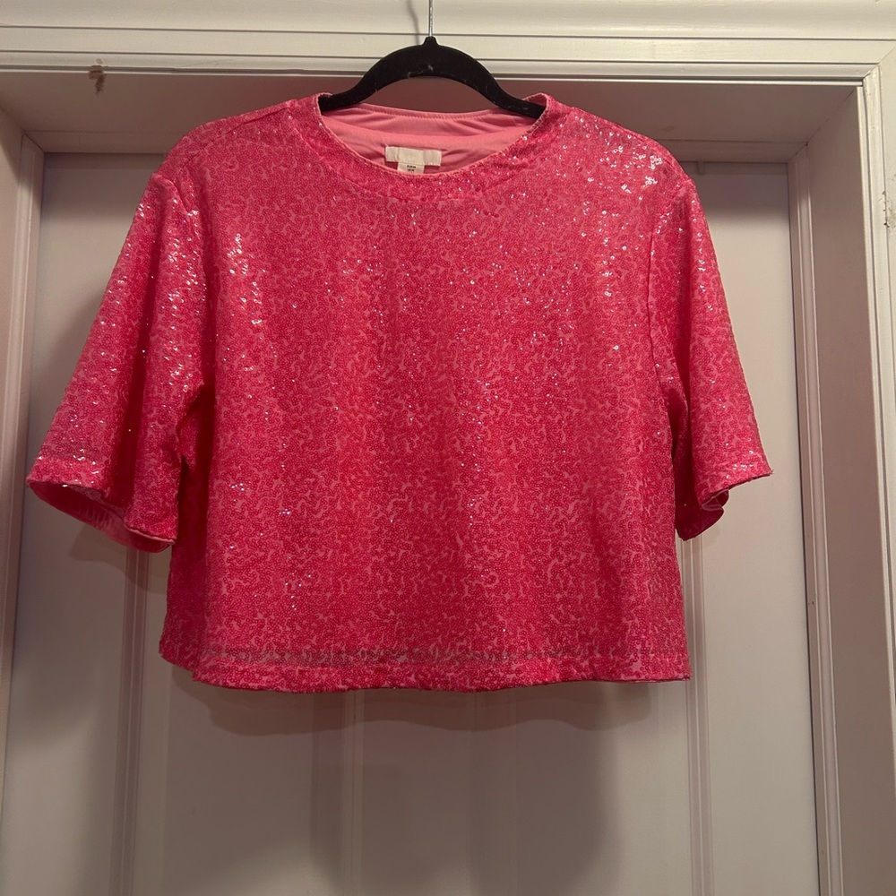 H&M Pink Sequin Crop Top